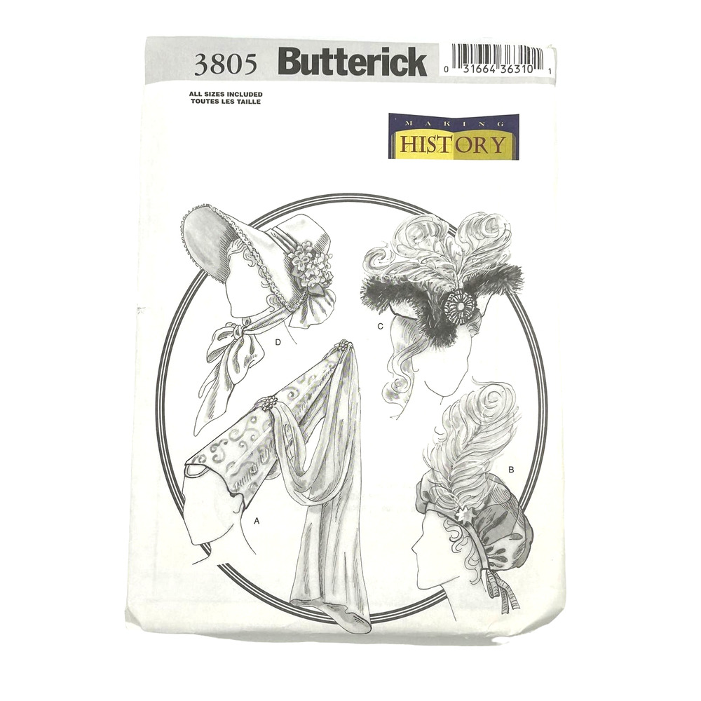 Butterick Pattern #3805 Printed in 2003 Historical Hats‎